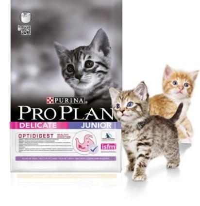 Pro Plan Delicate Kitten сухой корм для котят с чувствительным пищеварением с индейкой и рисом 400 гр. 