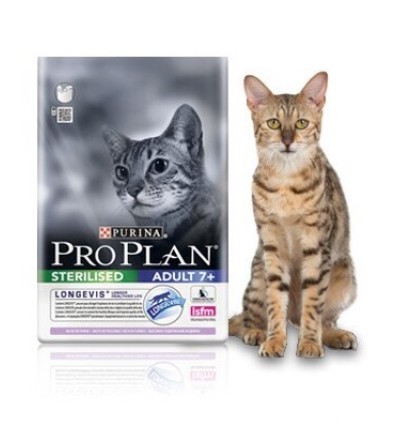 Pro Plan Sterilised Adult 7+ сухой корм для стерилизованных и кастрированных кошек старше 7 лет с индейкой и рисом 3 кг. 