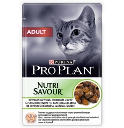 Pro Plan консервы для кошек вкусные кусочки с ягненком в желе пауч 85 гр.
