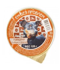ЕМ БЕЗ ПРОБЛЕМ для собак говядина с рубцом и печенью 125 гр