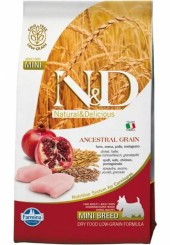 Farmina N&D Mini breed Adult Ancestral Grain сухой корм для взрослых собак мелких пород с курицей и гранатом 800 гр. 