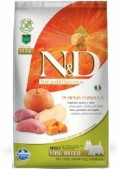 Farmina N&D Mini breed Adult Pumpkin Formula сухой корм для взрослых собак мелких пород с кабаном, яблоком и тыквой 800 гр. 