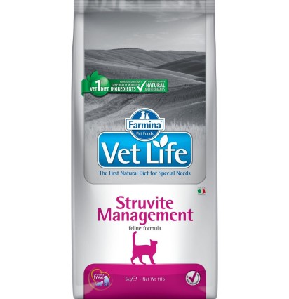 Farmina Vet Life Struvite Management сухой корм для кошек при рецидивах мочекаменной болезни и идиопатическом цистите 10 кг. 