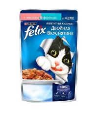 FELIX Двойная вкуснятина для кошек с лососем и форелью 85 гр.