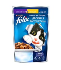 FELIX Двойная вкуснятина для кошек с ягненком и курицей в желе 85 гр.