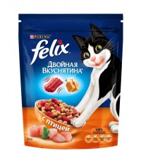 Felix двойная вкуснятина сухой корм для кошек с птицей 1,5 кг.