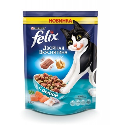 Felix двойная вкуснятина сухой корм для кошек с рыбой 300 гр. 