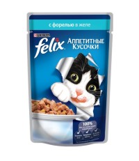 FELIX Аппетитные кусочки для кошек с форелью в желе 85 гр.