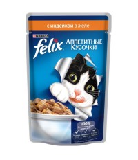 FELIX Аппетитные кусочки для кошек с индейкой в желе 85 гр.