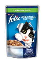 FELIX Аппетитные кусочки для кошек с кроликом в желе 85 гр.