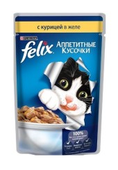 FELIX Аппетитные кусочки для кошек с курицей в желе 85 гр.