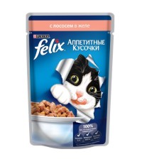FELIX Аппетитные кусочки для кошек с лососем в желе 85 гр.