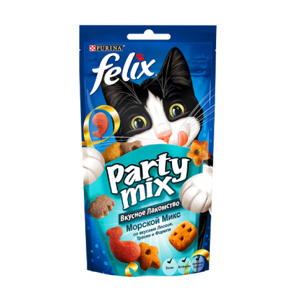 Felix Party mix лакомство для кошек морской микс 60 гр.