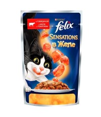FELIX Sensations для кошек с говядиной в желе с томатами 85 гр.