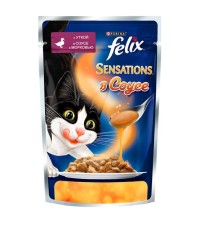 FELIX Sensations для кошек с уткой в соусе с морковью 85 гр.