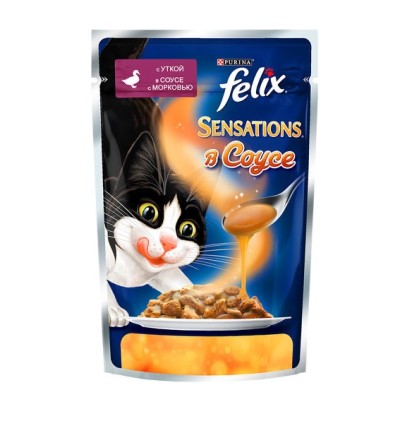 FELIX Sensations для кошек с уткой в соусе с морковью 85 гр.