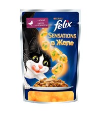FELIX Sensations для кошек с уткой в желе со шпинатом 85 гр.