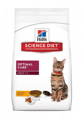 Hill's Adult Optimal Care сухой корм для взрослых кошек с курицей 15 кг. 