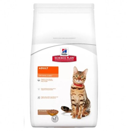 Hill's Adult Optimal Care сухой корм для взрослых кошек с ягненком 10 кг. 
