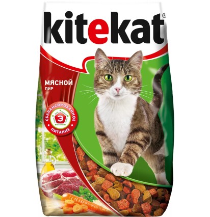 Китекет сухой корм для кошек мясной пир 1,9 кг. 