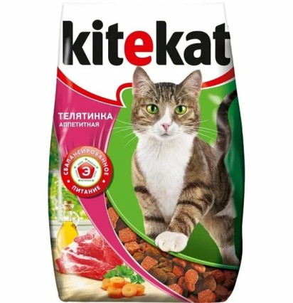 Китекет сухой корм для кошек аппетитная телятинка 1,9 кг. 