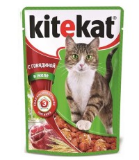 Китекет консервы для кошек в желе с говядиной 85 гр.