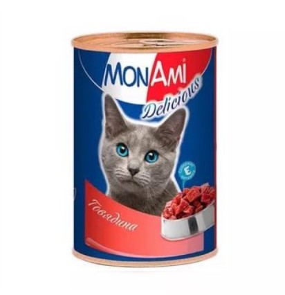 Монами консервы для кошек с говядиной 350 гр.