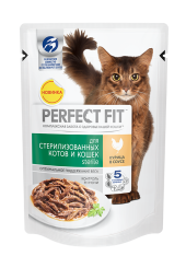 Перфект Фит консервы Sterile для кастрированных котов и стерилизованных кошек рагу с курицей 85 гр.