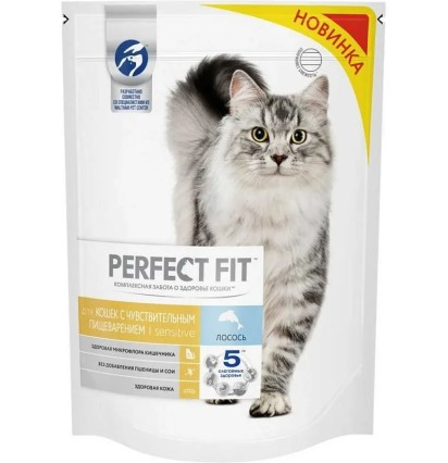 Перфект Фит сухой корм для кошек с чувствительным пищеварением с лососем 650 гр.