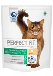Перфект Фит сухой корм для кошек для кастрированных котов и стерилизованных кошек с курицей 190 гр.