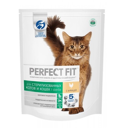 Перфект Фит сухой корм для кошек для кастрированных котов и стерилизованных кошек с курицей 190 гр.