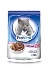 PreVital классик консервы для кошек с телятиной в соусе 100 гр. 