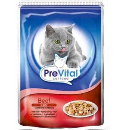 PreVital классик консервы для кошек с говядиной в желе 100 гр.