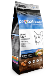 Probalance Adult Light сухой корм для собак всех пород с низкой или нормальной активностью 15 кг. 