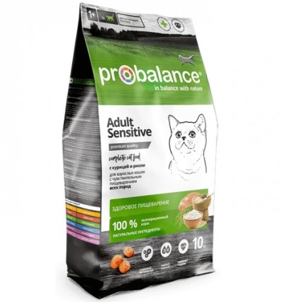Probalance Adult Sensitive сухой корм для кошек с курицей и рисом 10 кг. 