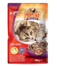 Propesko консервы для кошек с курицей и печенью в соусе пауч 100 гр.