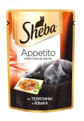 Sheba Appetito консервы для кошек ломтики в желе с телятиной и языком 85 гр.