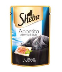 Sheba Appetito консервы для кошек ломтики в желе с тунцом и лососем 85 гр.