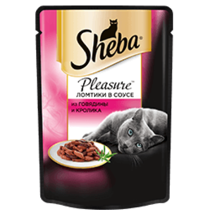 Sheba Pleasure консервы для кошек ломтики в соусе из говядины и кролика 85 гр.
