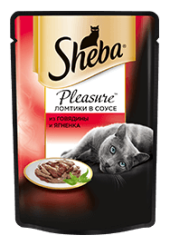 Sheba Pleasure консервы для кошек ломтики в соусе из говядины и ягненка 85 гр.