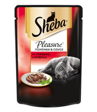 Sheba Pleasure консервы для кошек ломтики в соусе из говядины и ягненка 85 гр.