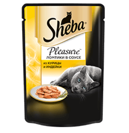 Sheba Pleasure консервы для кошек ломтики в соусе из курицы и индейки 85 гр.