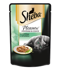 Sheba Pleasure консервы для кошек ломтики в соусе из курицы и кролика 85 гр.