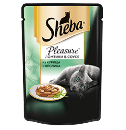 Sheba Pleasure консервы для кошек ломтики в соусе из курицы и кролика 85 гр.