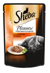 Sheba Pleasure консервы для кошек ломтики в соусе из телятины и языка 85 гр.