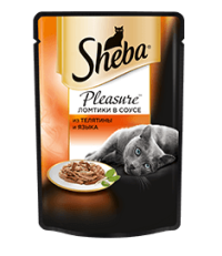 Sheba Pleasure консервы для кошек ломтики в соусе из телятины и языка 85 гр.