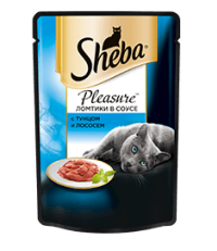 Sheba Pleasure консервы для кошек ломтики в соусе с тунцом и лососем 85 гр.