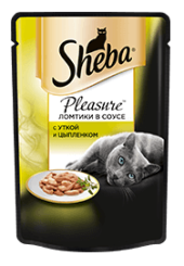 Sheba Pleasure консервы для кошек ломтики в соусе с уткой и цыпленком 85 гр.