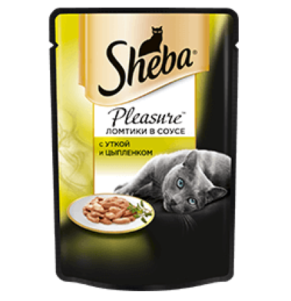 Sheba Pleasure консервы для кошек ломтики в соусе с уткой и цыпленком 85 гр.