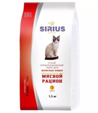Sirius сухой корм для взрослых кошек мясной рацион 10 кг.